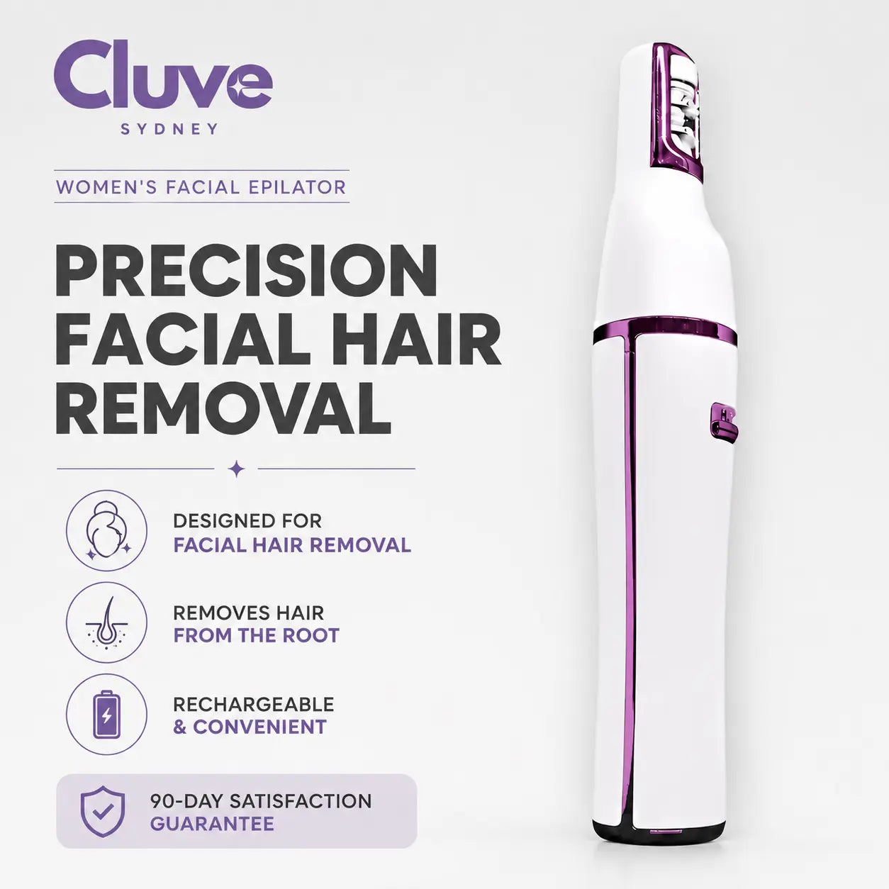Cluve Epil Pro women’s rechargeable facial epilator for precise hair removal from the root